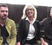 Mature french public anal threesome with two young men